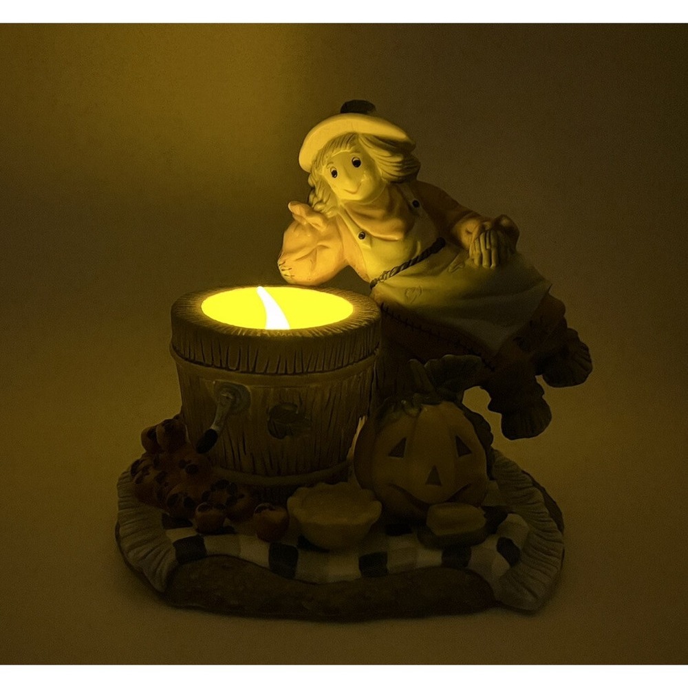 PartyLite Scarecrow Pumpkin Barrel Votive Candle Holder P7275 Fall Decor - Picture 10 of 10